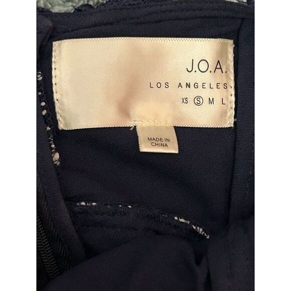 JOA Los Angeles Sz Small A Line Dress Blue White Lace Overlay Floral Sleeveless - Picture 5 of 13